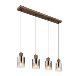 Hängeleuchte Underwood, Länge 105 cm, braun/rauchgrau, MDF