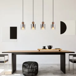 Hängeleuchte Underwood, Länge 105 cm, braun/rauchgrau, MDF