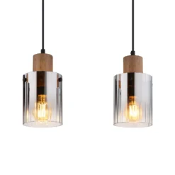 Hängeleuchte Underwood, Länge 105 cm, braun/rauchgrau, MDF