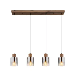 Hängeleuchte Underwood, Länge 105 cm, braun/rauchgrau, MDF