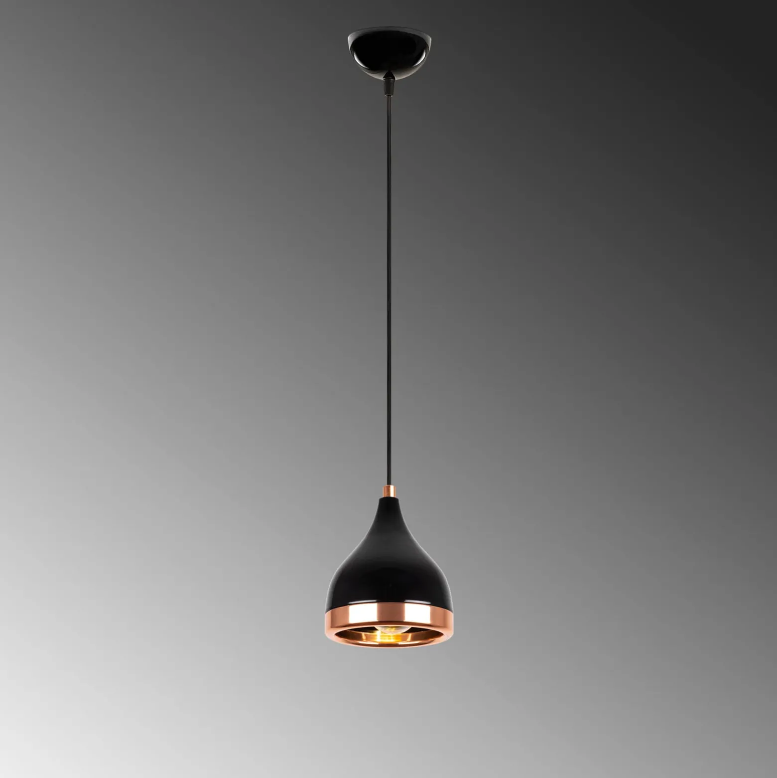 Hängeleuchte Yildo 7000 1-flg Ø15cm schwarz/kupfer