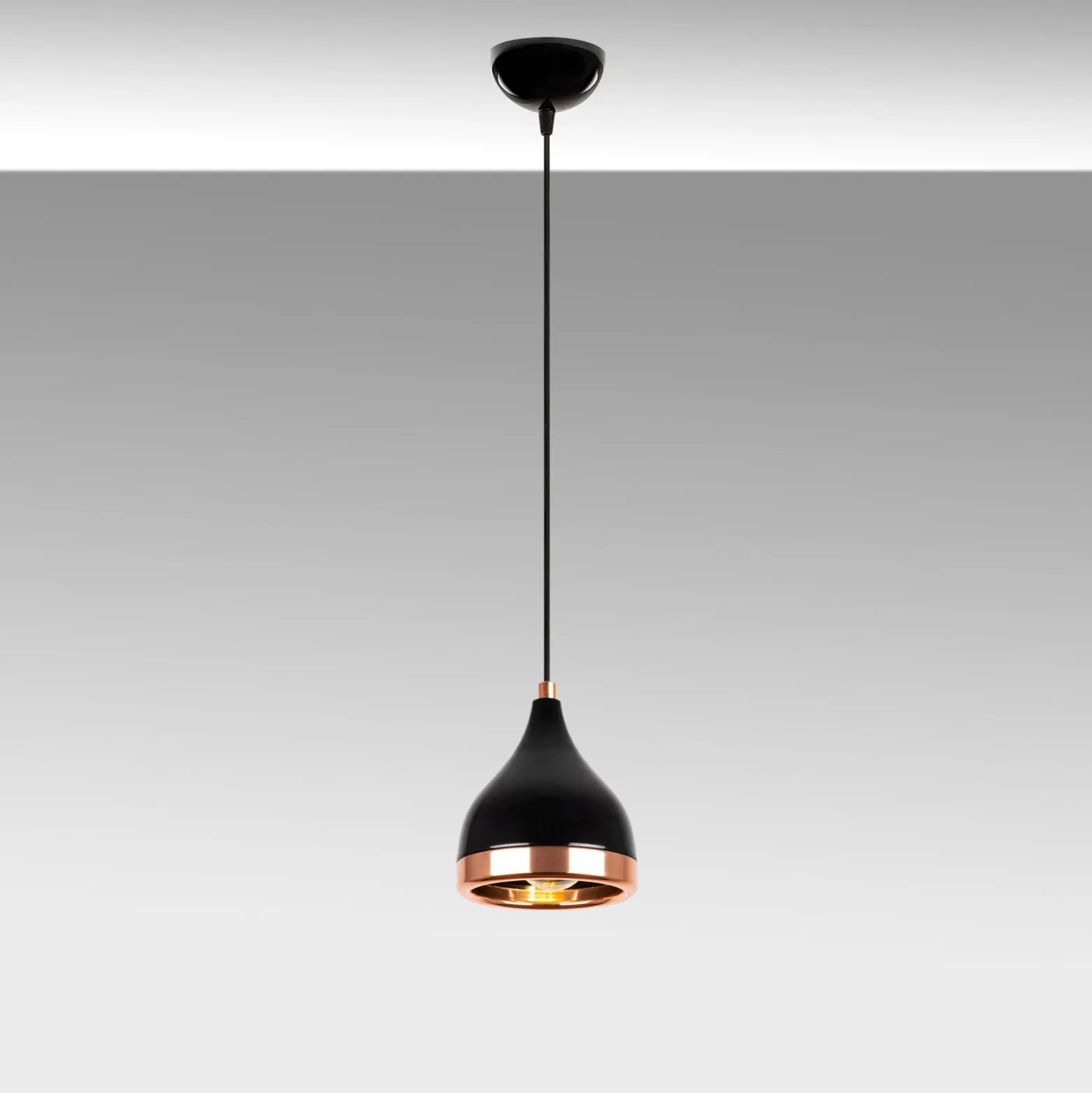 Hängeleuchte Yildo 7000 1-flg Ø15cm schwarz/kupfer