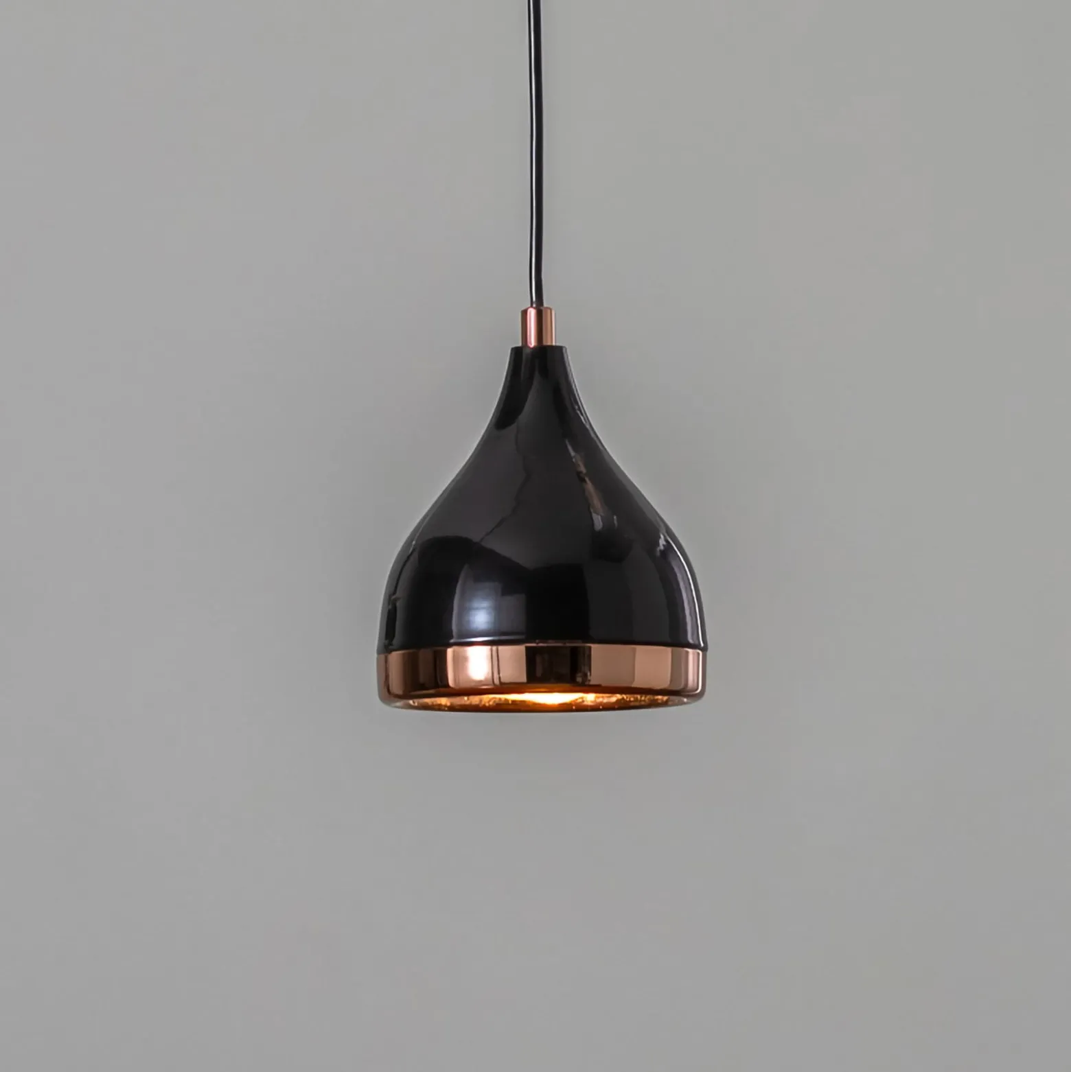 Hängeleuchte Yildo 7000 1-flg Ø15cm schwarz/kupfer