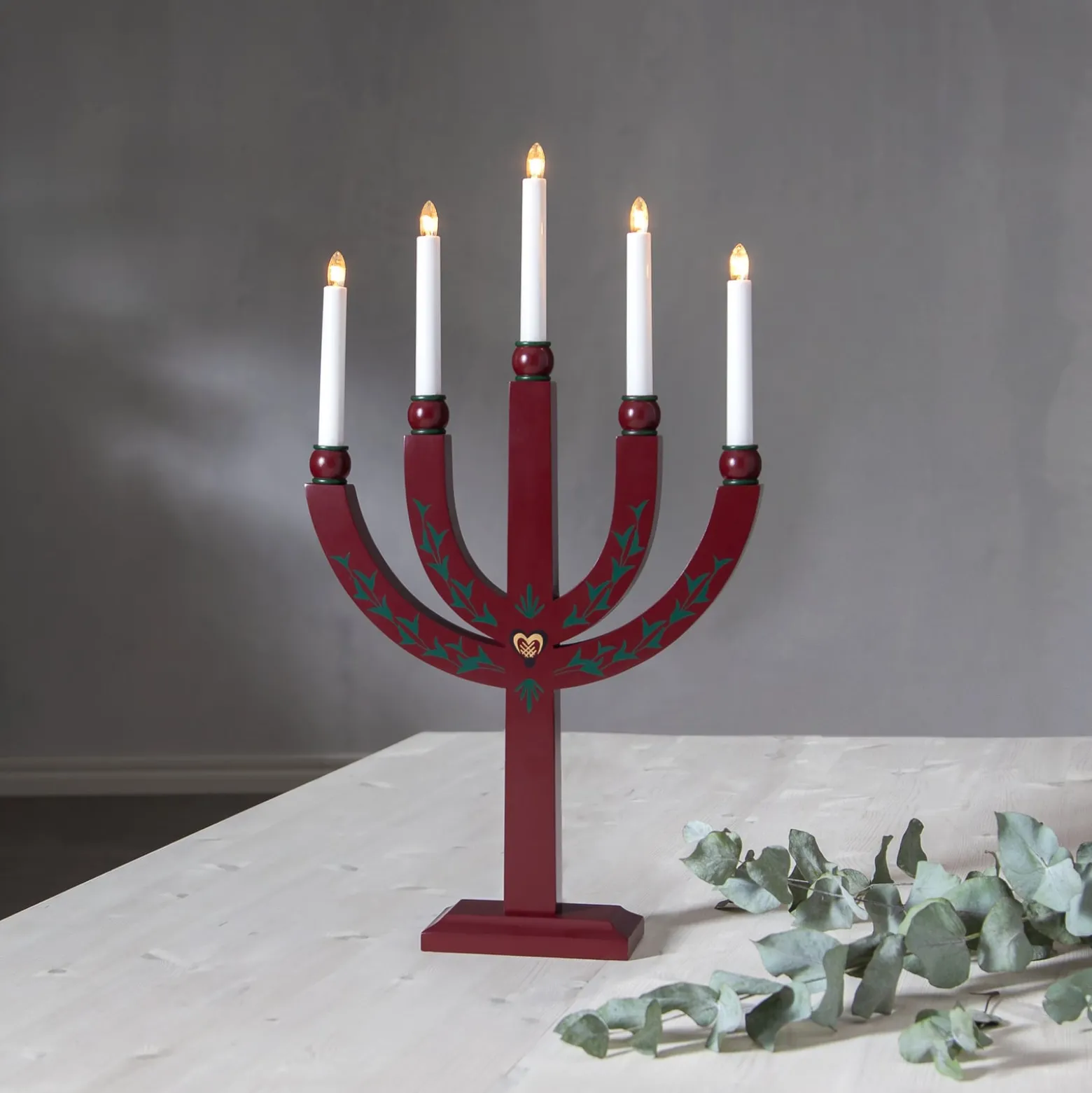 Kerzenleuchter Elias Tradition fünfflammig rot