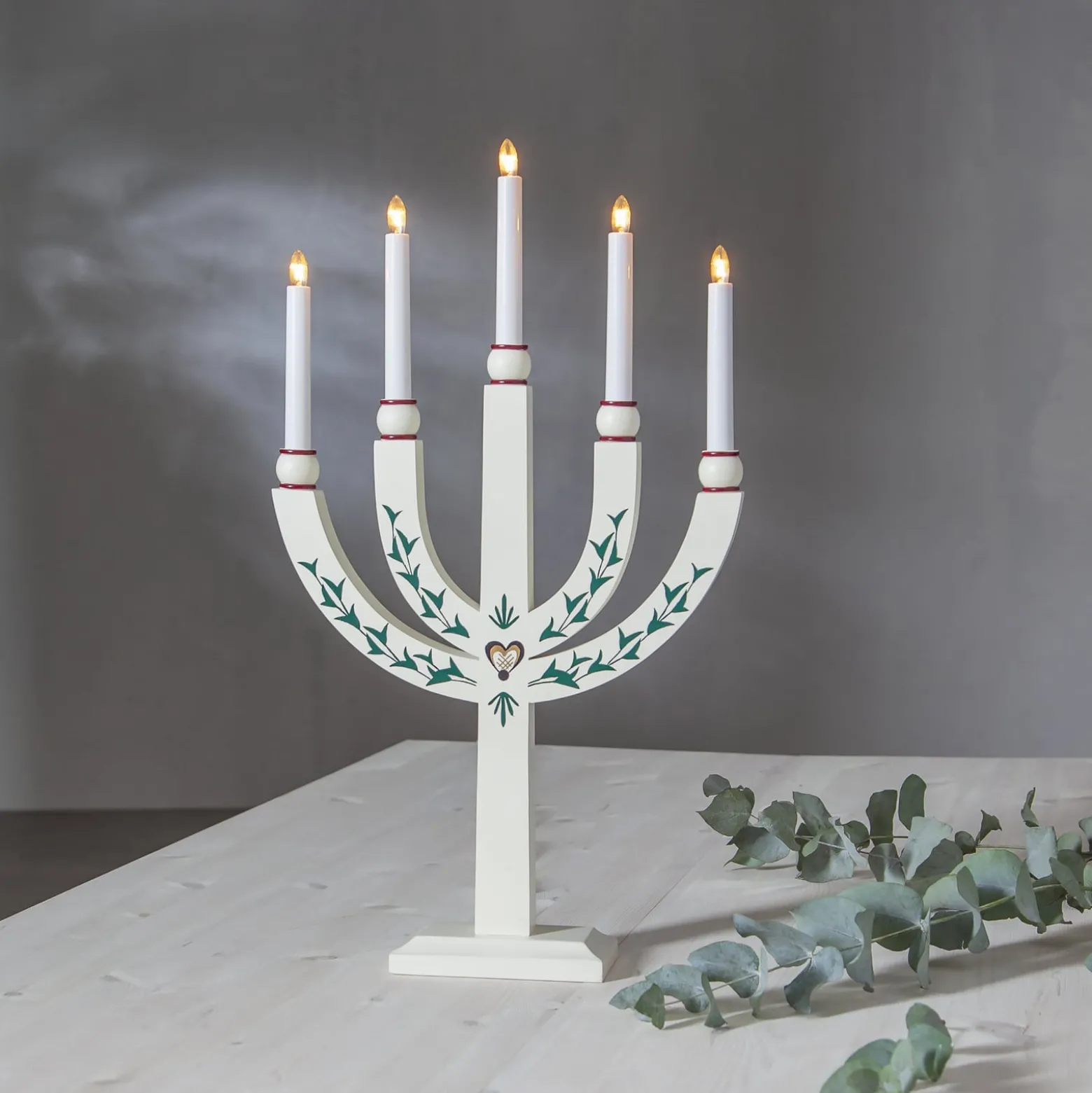 Kerzenleuchter Elias Tradition fünfflammig weiß