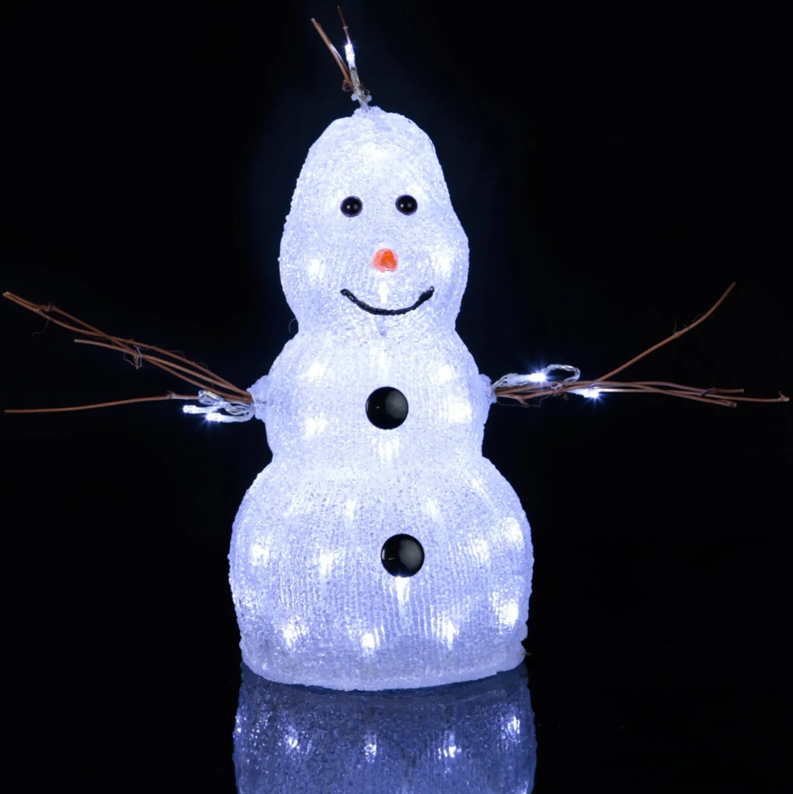 Kleine LED-Figur Crystal Snowman f. außen