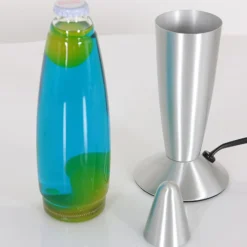 Lavalampe Volcan 3116, stahl, grün-blaue Flüssigkeit, E14