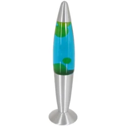 Lavalampe Volcan 3116, stahl, grün-blaue Flüssigkeit, E14