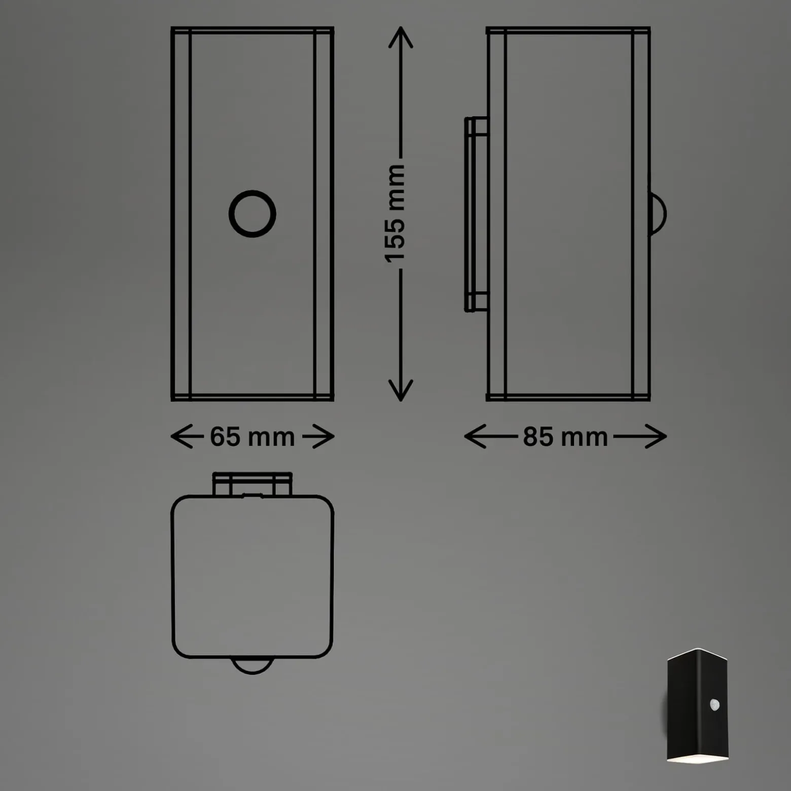 LED-Akku-Außenwandleuchte, schwarz, Sensor, up/down