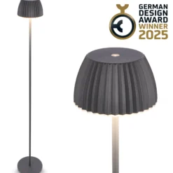 LED-Akku-Stehlampe Brilo unplugged Riffle, anthrazit