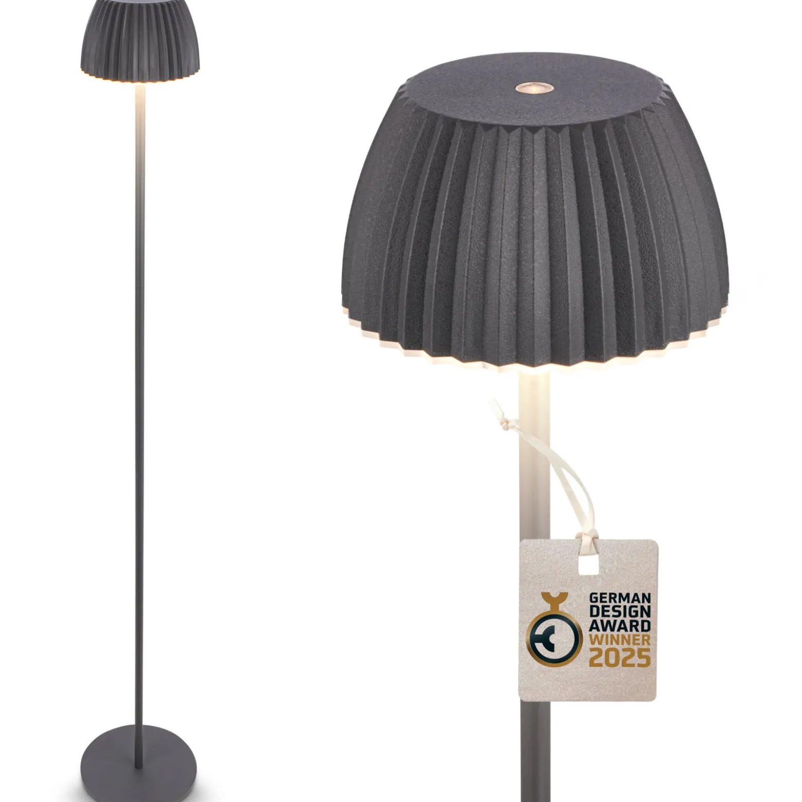 LED-Akku-Stehlampe Brilo unplugged Riffle, anthrazit