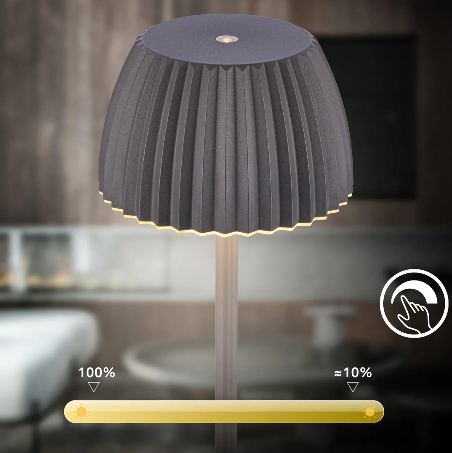 LED-Akku-Stehlampe Brilo unplugged Riffle, anthrazit