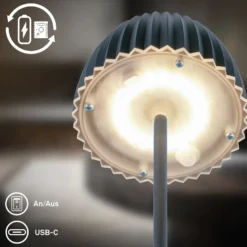 LED-Akku-Tischlampe Brilo unplugged Riffle, 20 cm, anthrazit