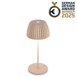 LED-Akku-Tischlampe Brilo unplugged Riffle, 20 cm, beige