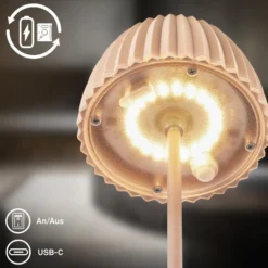 LED-Akku-Tischlampe Brilo unplugged Riffle, 20 cm, beige