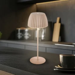 LED-Akku-Tischlampe Brilo unplugged Riffle, 36 cm, beige