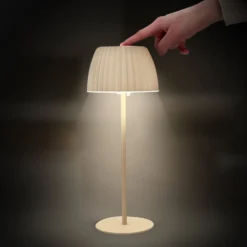 LED-Akku-Tischlampe Brilo unplugged Riffle, 36 cm, beige