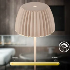 LED-Akku-Tischlampe Brilo unplugged Riffle, 36 cm, beige
