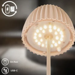 LED-Akku-Tischlampe Brilo unplugged Riffle, 36 cm, beige