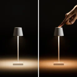 LED-Akkutischlampe Nuindie pocket, salbeigrün, IP54, dimmbar