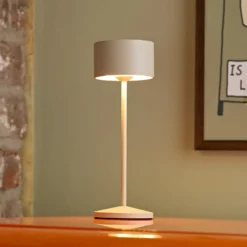 LED-Akku-Tischlampe Veluna, beige, Höhe 25 cm, IP44, dim CCT