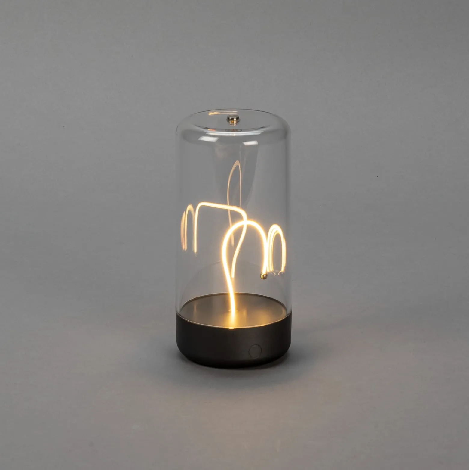 LED-Akku-Tischleuchte Edison, Höhe 15 cm, grau/klar, IP54