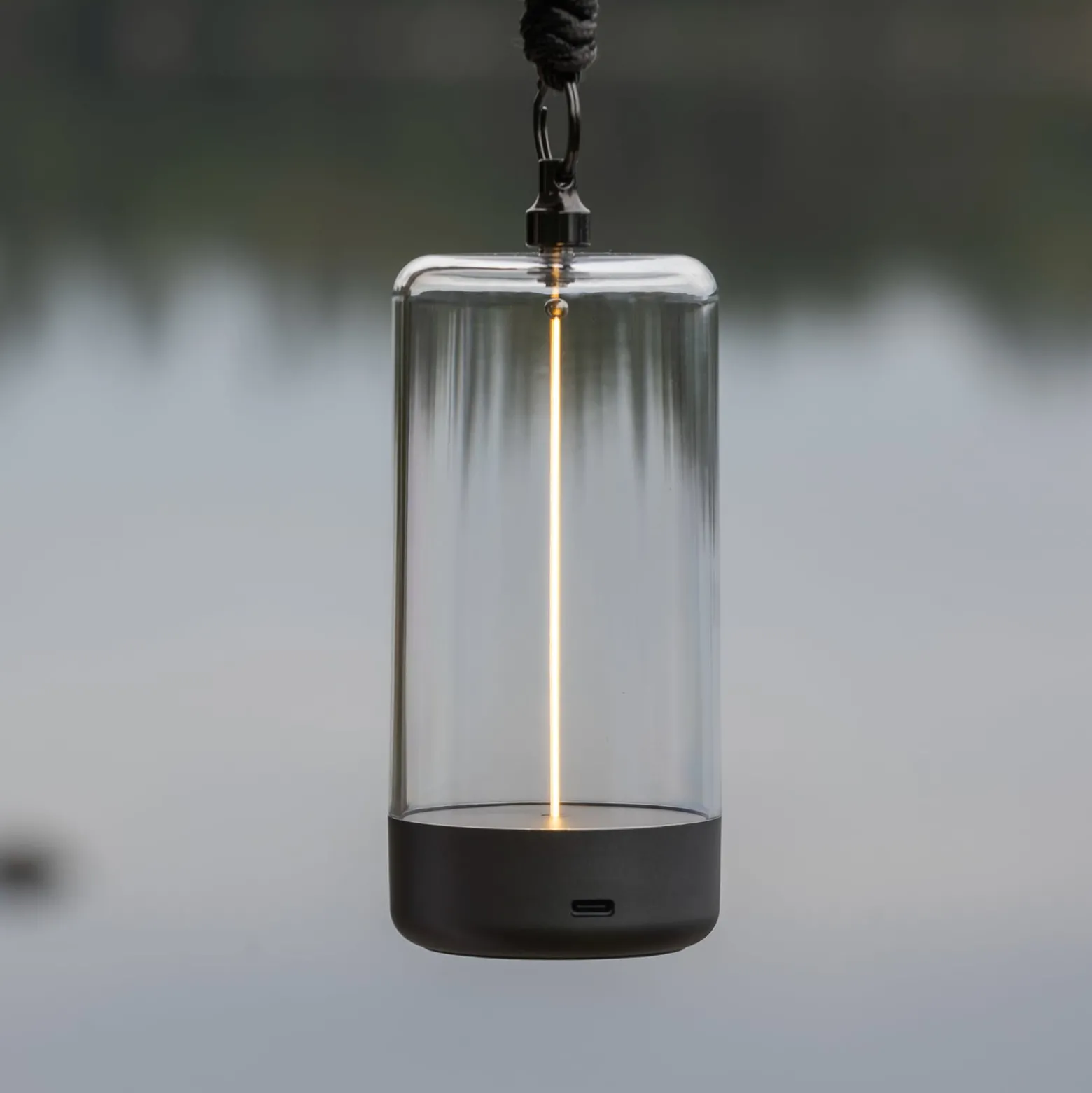 LED-Akku-Tischleuchte Edison, Höhe 15 cm, grau/klar, IP54