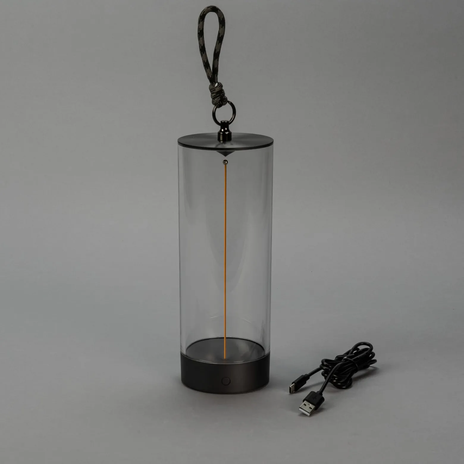 LED-Akku-Tischleuchte Edison, Höhe 24 cm, grau/klar, IP54