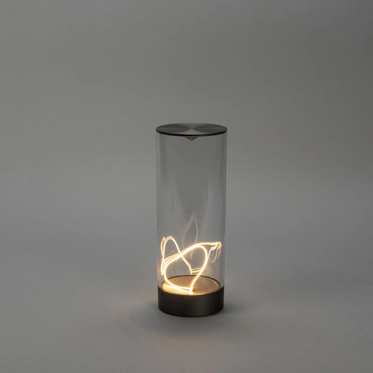 LED-Akku-Tischleuchte Edison, Höhe 24 cm, grau/klar, IP54