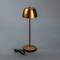 LED-Akku-Tischleuchte Eze, matt-kupfer, 32 cm, IP54, USB