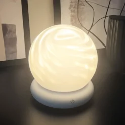 LED-Akku-Tischleuchte LUSTRO, weiß, Ø 15 cm, RGBW, touchdim