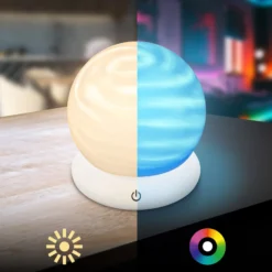 LED-Akku-Tischleuchte LUSTRO, weiß, Ø 15 cm, RGBW, touchdim
