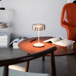 LED-Akkutischleuchte Numotion, beige, Glas, IP54, dimmbar