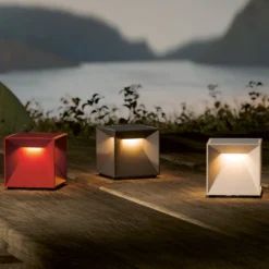 LED-Akku-Tischleuchte Nutalis mini, nebelgrau, IP54, dimmbar