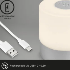 LED-Akku-Tischleuchte Smal, chromfarben, 2.700K, dimmbar