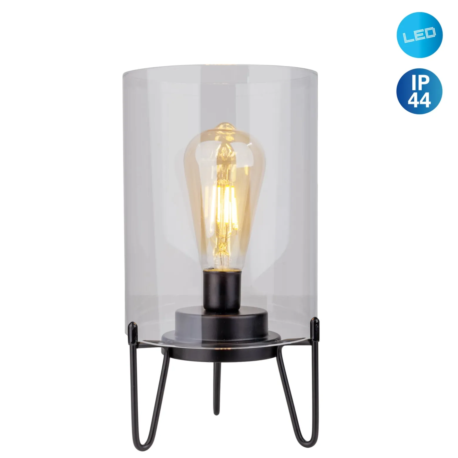 LED-Außendekoleuchte Lonna, Batterie, Glas, Metall