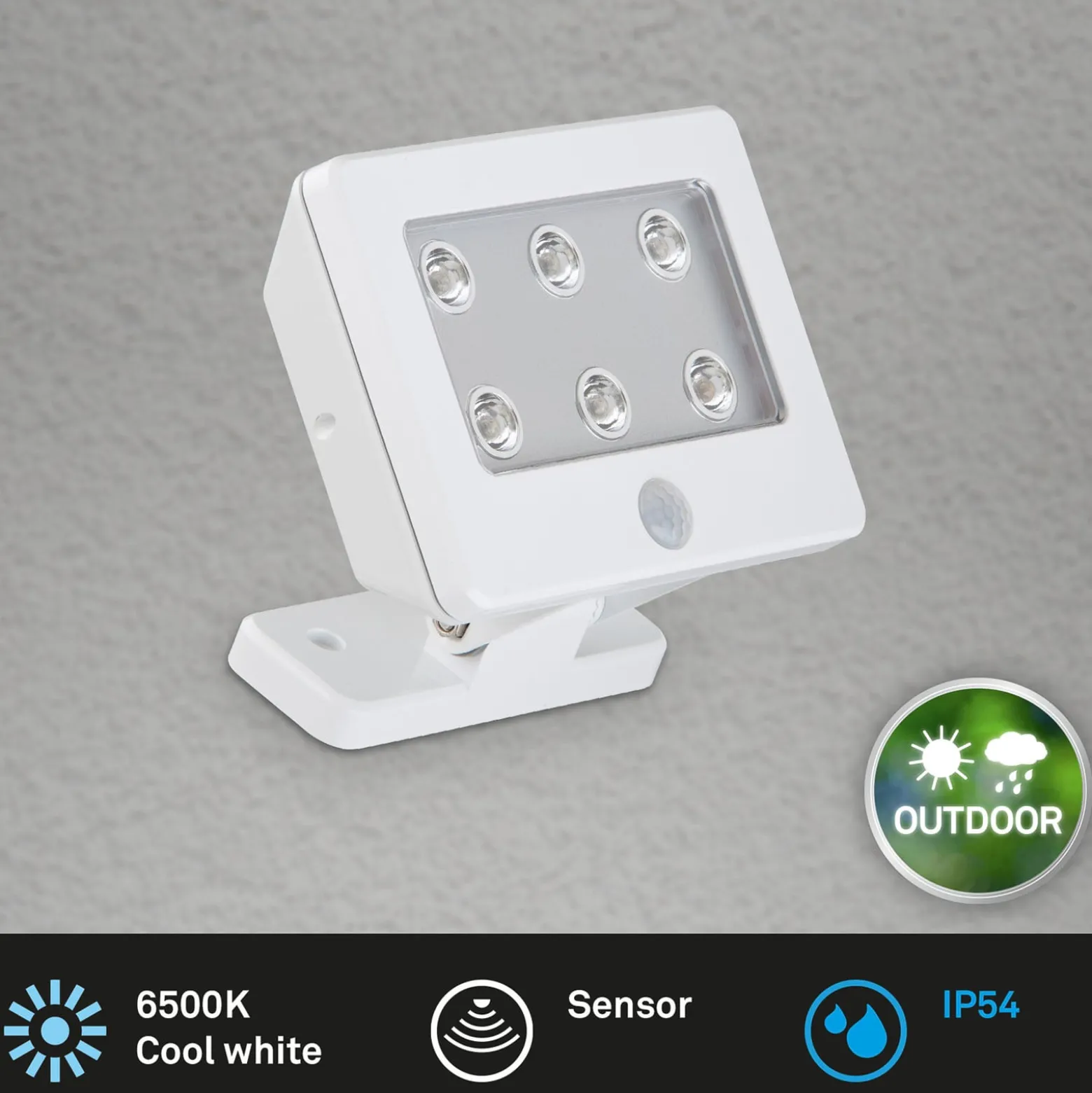 LED-Außenstrahler Kollig mit Sensor, IP54, weiß