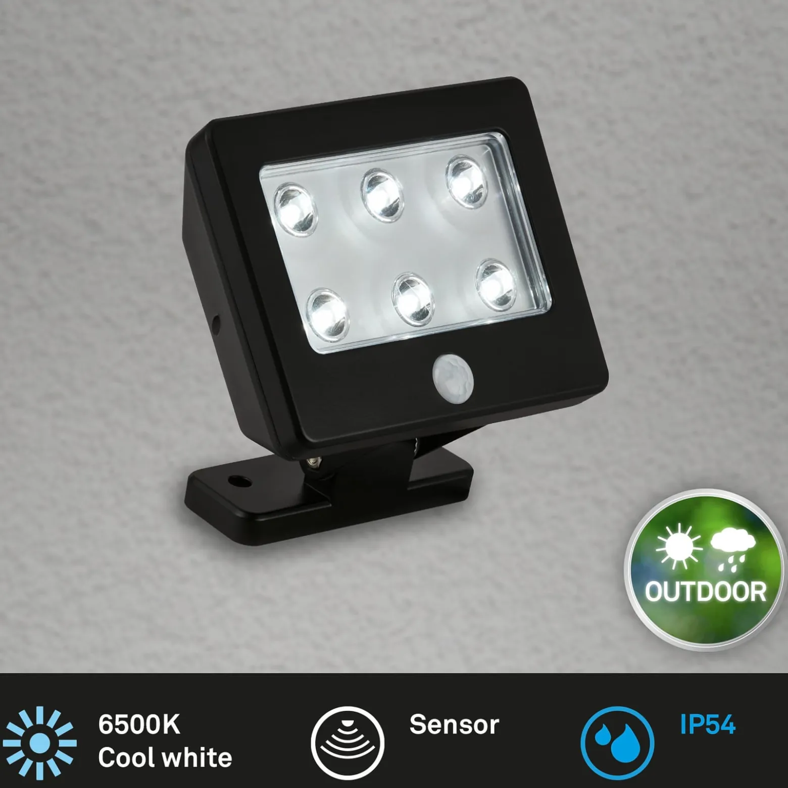 LED-Außenstrahler Kollig mit Sensor, IP54, schwarz