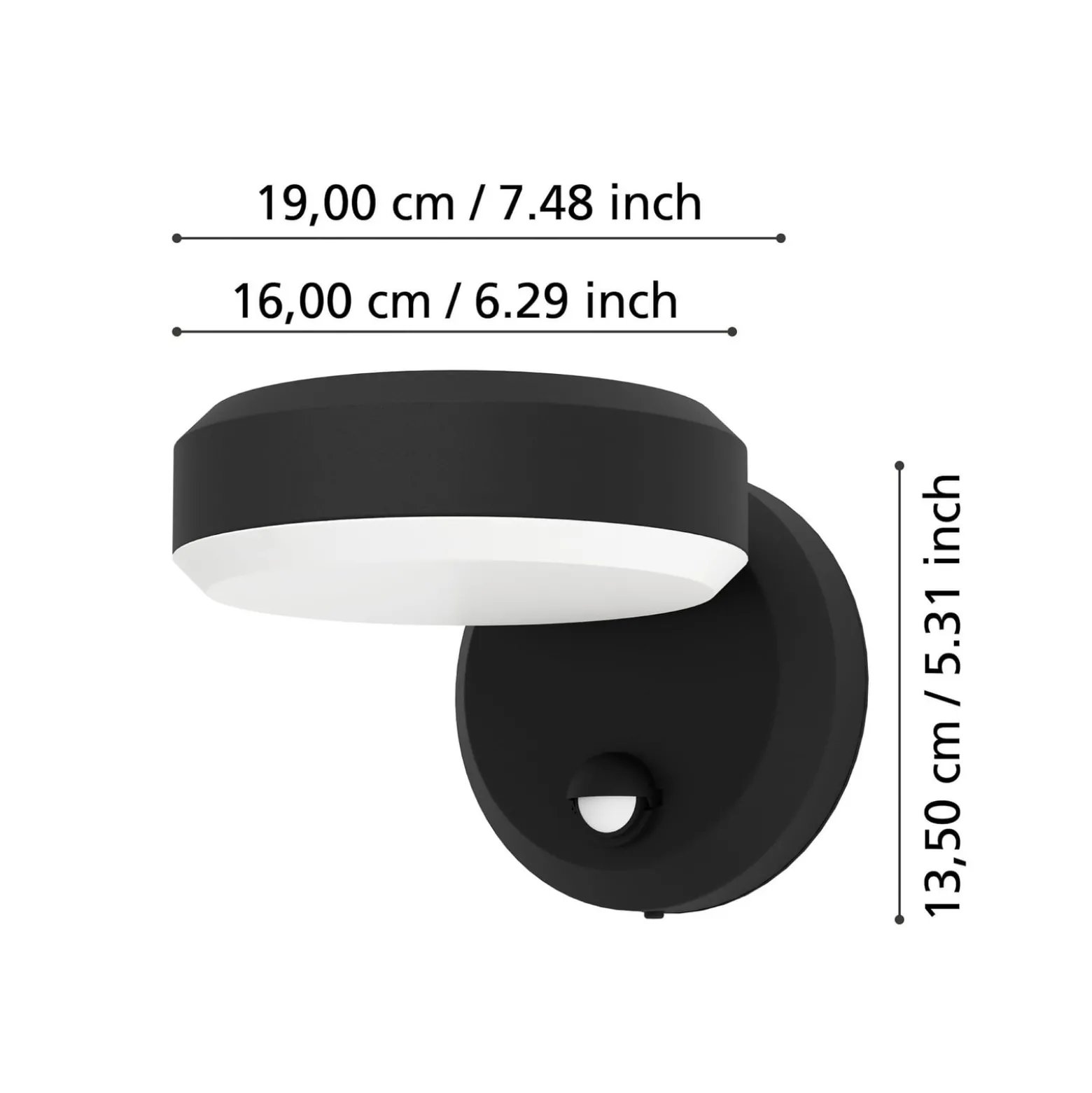 LED-Außenwandlampe Fornaci, schwarz, Breite 16 cm, Sensor