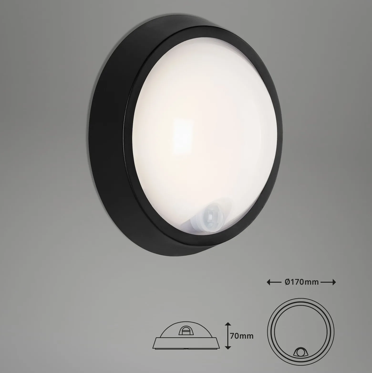 LED-Außenwandlampe Helsinki, Sensor, IP44, schwarz
