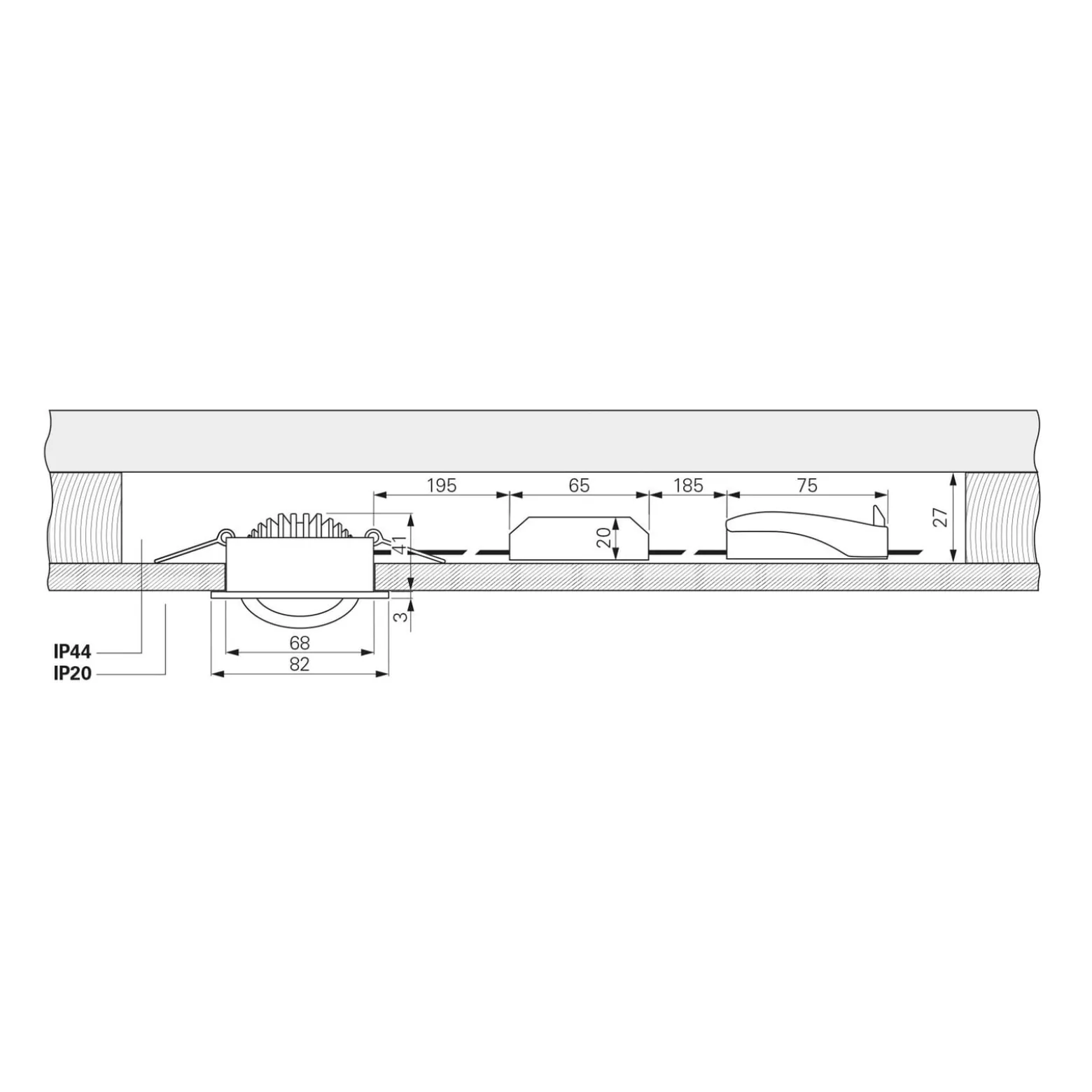 LED-Deckeneinbauleuchte Dione, IP44, weiß, dim to warm