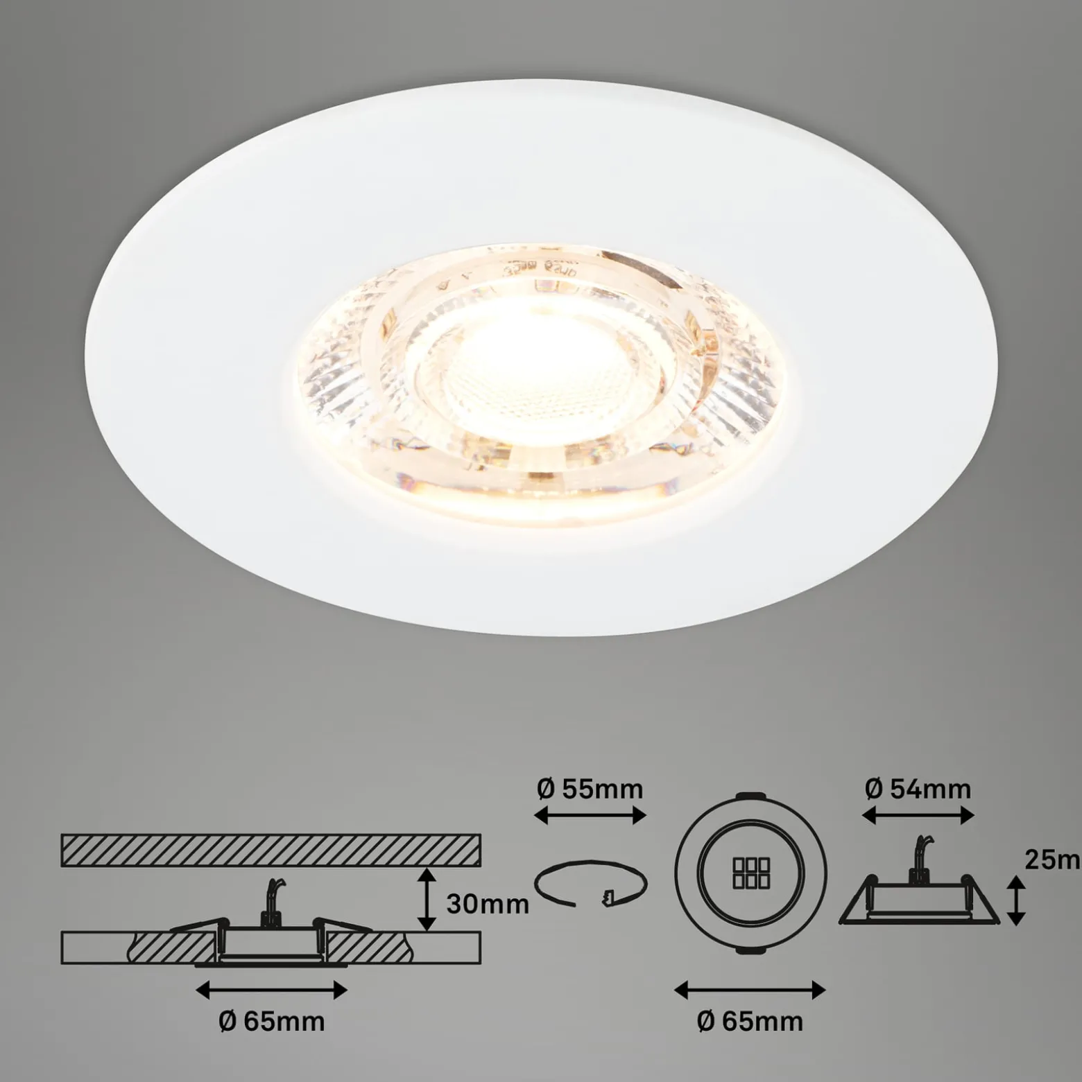 LED-Deckeneinbauspot Kulana Mini IP44 3er weiß