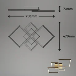 LED-Deckenlampe Frame, gold, dimmbar, 4-flammig