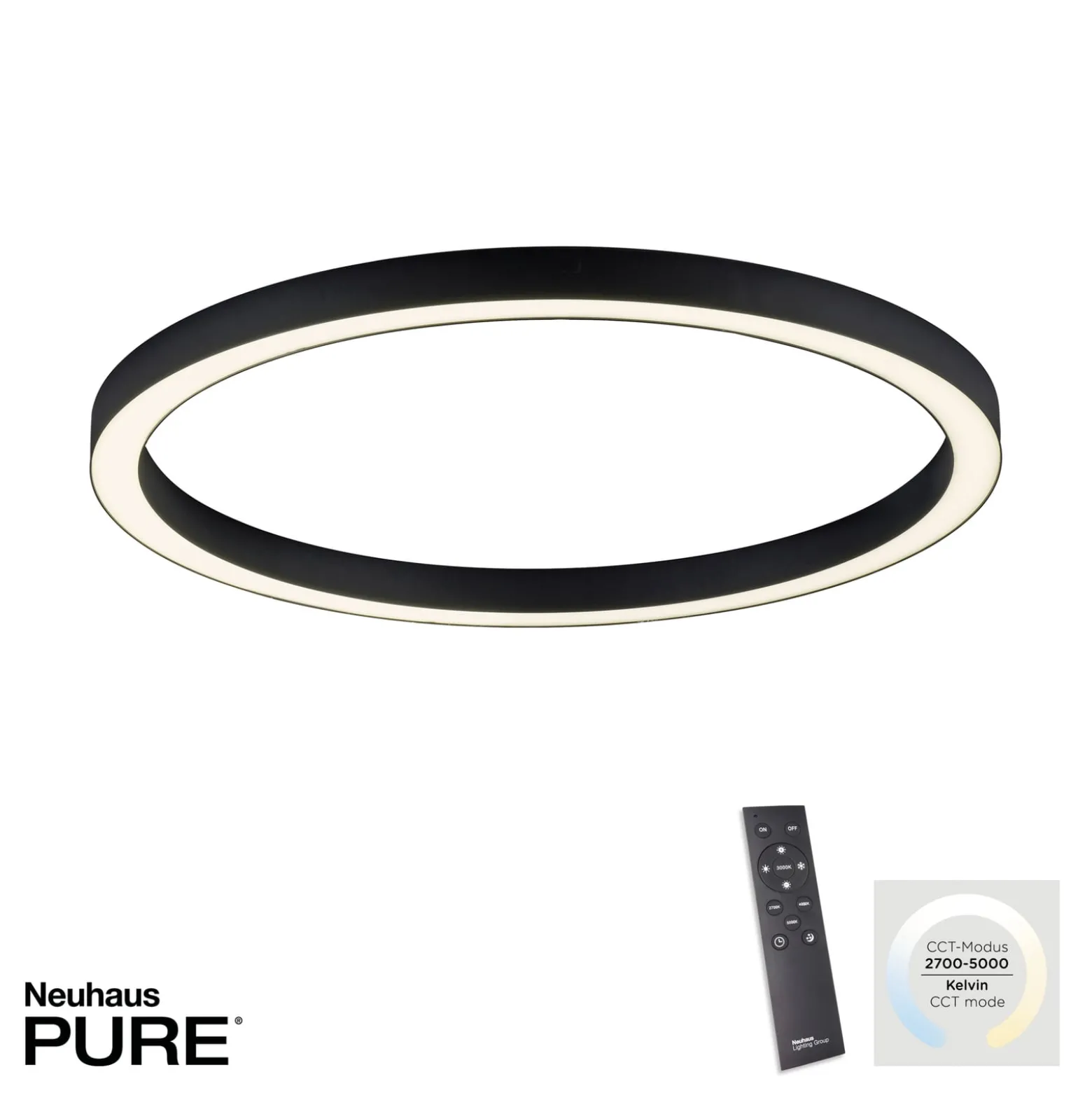 LED-Deckenlampe PURE Lines Round, Ø 70 cm, graphite, CCT