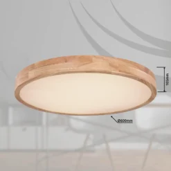 LED-Deckenlampe Rainer, Ø 60 cm, Holzoptik, Metall, CCT
