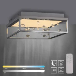 LED-Deckenlampe SKINA, chrom, 40 cm, CCT, dim, Fernbedienung