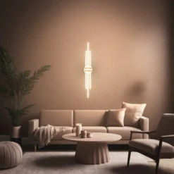 LED-Deckenlampe Tinka, hellgrau/braun, Länge 98 cm