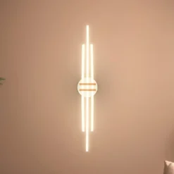 LED-Deckenlampe Tinka, hellgrau/braun, Länge 98 cm