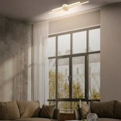 LED-Deckenlampe Tinka, hellgrau/braun, Länge 98 cm