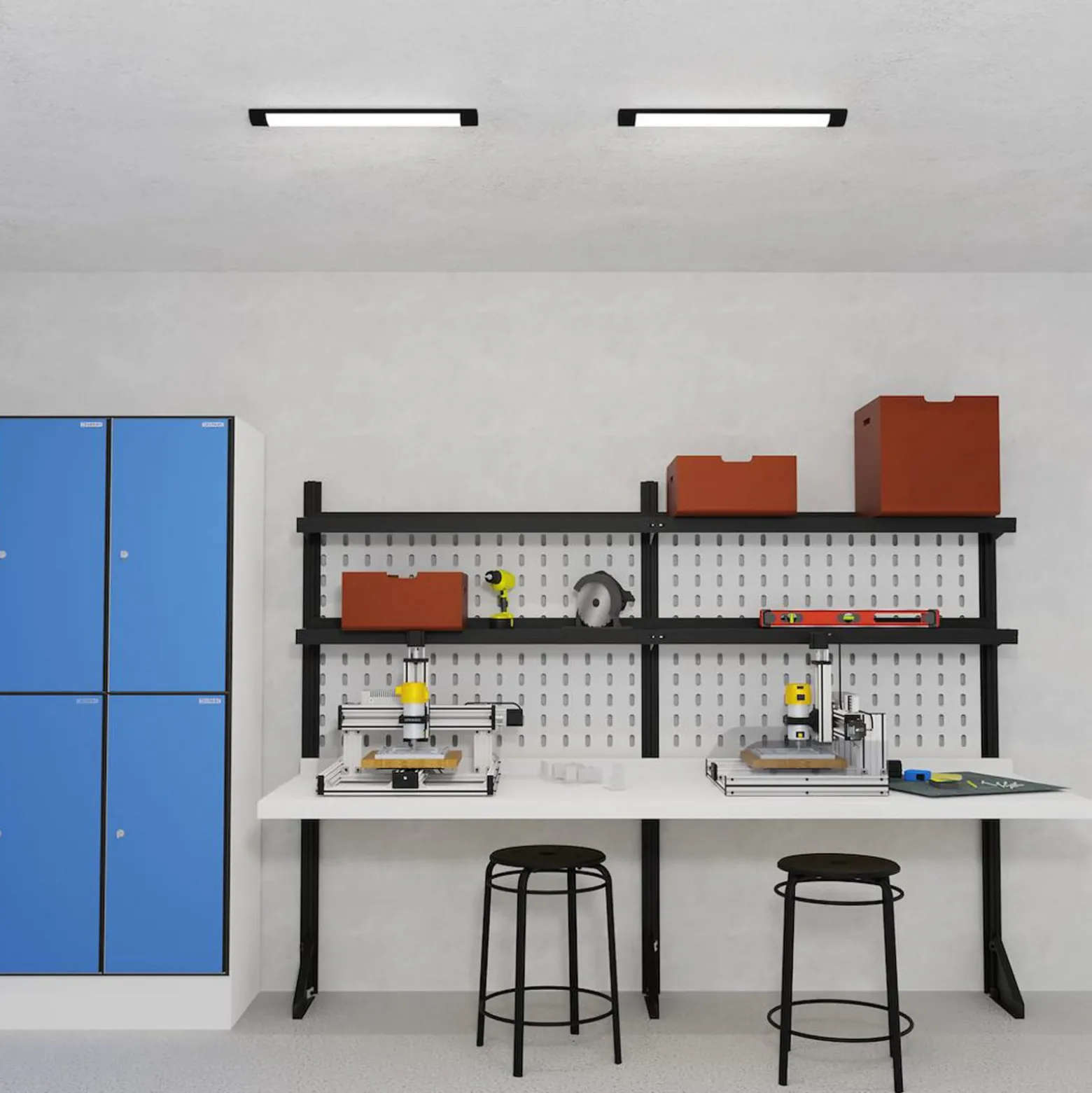 LED-Deckenleuchte Batten, Länge 60 cm, Alu, schwarz, 4.000 K